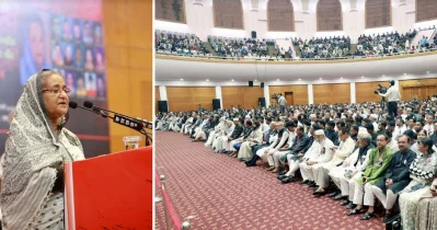 বক্তব্য দিচ্ছেন প্রধানমন্ত্রী। ছবি: ফোকাস বাংলা