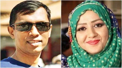 বামে সাবেক এসপি বাবুল আক্তার, ডানে নিহত মাহমুদা আক্তার মিতু