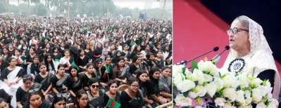 বক্তব্য দিচ্ছেন প্রধানমন্ত্রী শেখ হাসিনা। ছবি: ফোকাস বাংলা
