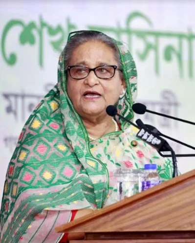 গণভবনে বক্তব্য দিচ্ছেন প্রধানমন্ত্রী শেখ হাসিনা। ছবি: ফোকাস বাংলা