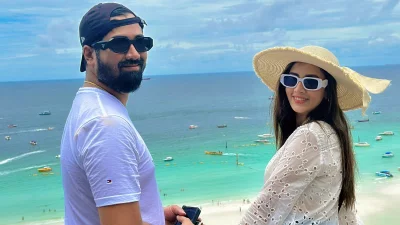 পাতায়া সমুদ্র সৈকতে সোনার কেক কেটে স্বামীর জন্ম পালন করলেন মিম