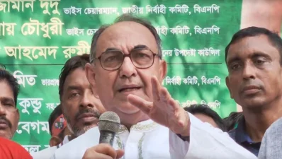 বক্তব্য দিচ্ছেন বিএনপি নেতা মির্জা আব্বাস। ছবি: ইত্তেফাক