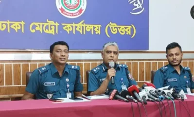 তেজগাঁওয়ে ঢাকা মেট্রো কার্যালয় (উত্তর) কার্যালয়ে আয়োজিত সংবাদ সম্মেলন। 
