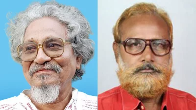 কবি আসাদ চৌধুরী ও কবি জয়দুল হোসেন। ছবি ও কোলাজ : ইত্তেফাক