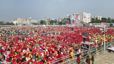 জনসভায় নেতা-কর্মীরা। ছবি: ফোকাস বাংলা