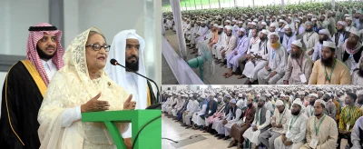ষষ্ঠ পর্যায়ে মডেল মসজিদ উদ্বোধনী অনুষ্ঠানে বক্তব্য রাখেন প্রধানমন্ত্রী শেখ হাসিনা। ছবি: প্রধানমন্ত্রীর প্রেস উইং