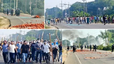 আড়াইহাজারে সংঘর্ষের চিত্র। ছবি: ফোকাস বাংলা