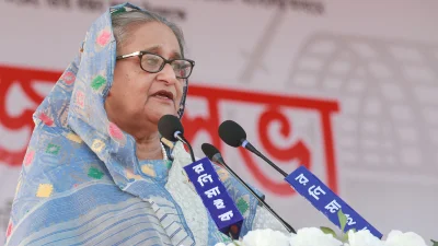 বক্তব্য রাখছেন প্রধানমন্ত্রী শেখ হাসিনা। ছবি: ফোকাস বাংলা