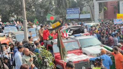 আওয়ামী লীগের বিজয় শোভাযাত্রা। ছবি: তানভীর আহম্মেদ