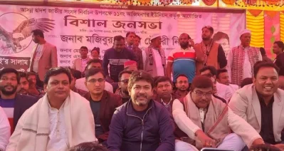 ভাঙ্গায় নির্বাচনী জনসভার মঞ্চে নিক্সন চৌধুরী। ছবি: ইত্তেফাক