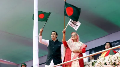 জনসভায় প্রধানমন্ত্রী শেখ হাসিনা। ছবি: ফোকাস বাংলা