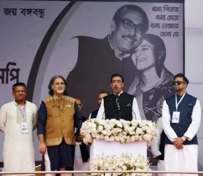 বক্তব্য দিচ্ছেন শামীম ওসমান। ছবি: তাপস সাহা