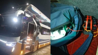 যাত্রীবাহী বাসে উদ্ধার হওয়া বোমা সদৃশ বস্তুটি প্রকৃতপক্ষে টাইম বোমা। ছবি: ইত্তেফাক