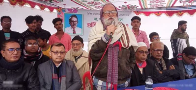 পুরস্কার বিতরণী অনুষ্ঠানে বক্তব্য রাখছেন ব্রাহ্মণবাড়িয়া সাহিত্য একাডেমির সভাপতি কবি জয়দুল হোসেন। 