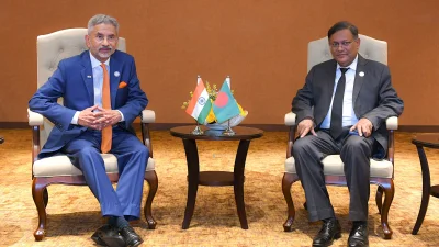 বৈঠকে ড. এস জয়শঙ্কর ও ড. হাছান মাহমুদ। ছবি: এস জয়শঙ্করের এক্স হ্যান্ডেল