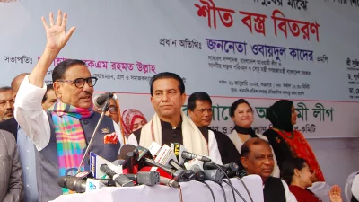 শীতবস্ত্র বিতরণ অনুষ্ঠানে বিএনপিকে হুঁশিয়ারি দেন আওয়ামী লীগ সাধারণ সম্পাদক। ছবি: ফোকাস বাংলা