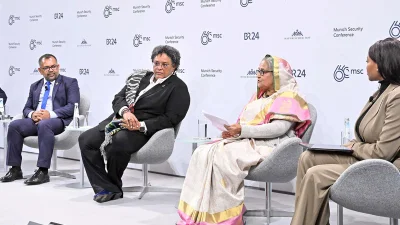 জার্মানিতে মিউনিখ সিকিউরিটি কনফারেন্সে প্রধানমন্ত্রী শেখ হাসিনা। ছবি: ফোকাস বাংলা