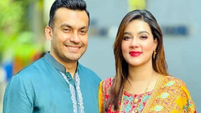 স্বামীর সঙ্গে মাহি