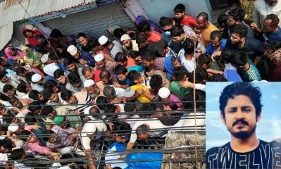 কলেজছাত্র অর্নবের লাশ বাড়িতে আনার পর মানুষের ভিড়। ছবি: ইত্তেফাক