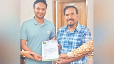 বিএনপির ভাইস চেয়ারম্যান মেজর (অব.) হাফিজ উদ্দিন আহমদের বাসায় সাকিব আল হাসান