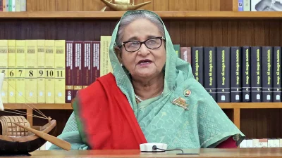 জাতির উদ্দেশে ভাষণ দিচ্ছেন প্রধানমন্ত্রী শেখ হাসিনা। ছবি: ফোকাস বাংলা