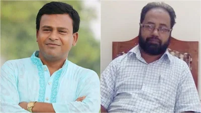অভিযুক্ত যুবলীগ নেতা সোহাগ ও ভুক্তভোগী অধ্যক্ষ আহমেদ শফিক। ছবি: ইত্তেফাক