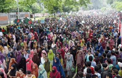 সরকারি চাকরিতে কোটা বাতিলের প্রজ্ঞাপন পুনর্বহাল দাবিতে শিক্ষার্থীদের আন্দোলন। ছবি: ফোকাস বাংলা