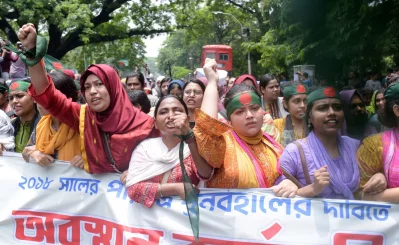 সরকারি চাকরিতে কোটা বাতিলের প্রজ্ঞাপন পুনর্বহাল দাবিতে শিক্ষার্থীদের আন্দোলন। ছবি: ফোকাস বাংলা