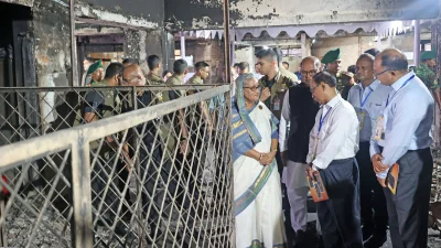 মহাখালীতে দুর্যোগ ব্যবস্থাপনা ভবন পরিদর্শন করেছেন প্রধানমন্ত্রী শেখ হাসিনা। ছবি: ফোকাস বাংলা