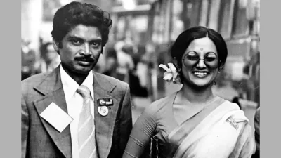 আন্তর্জাতিক চলচ্চিত্র উৎসবে চিত্রনায়িকা ববিতার সঙ্গে আমজাদ হোসেন। ছবি- সংগৃহীত