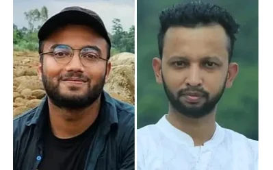 ছাত্র আন্দোলন চলাকালে নিহত শাবিপ্রবির শিক্ষার্থী রুদ্র সেন ও সাংবাদিক এ টি এম তুরা। বছবি: সংগৃহীত