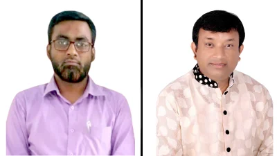 স্কুলের প্রধান শিক্ষক মো. আশরাফুল ইসলাম এবং সভাপতি জাহিদুর রহমান জাহিদ।