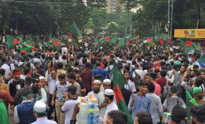 রাজধানীতে শহীদি মার্চ। ছবি: ফোকাস বাংলা