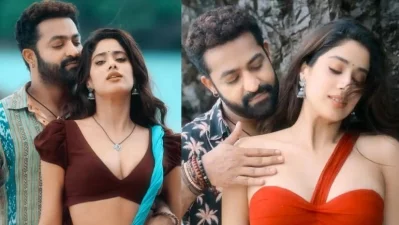 &lsquo;দেবারা পার্ট ১&rsquo; সিনেমার দৃশ্যে জুনিয়র এনটিআর ও জাহ্নবী কাপুর। ছবি: সংগৃহীত