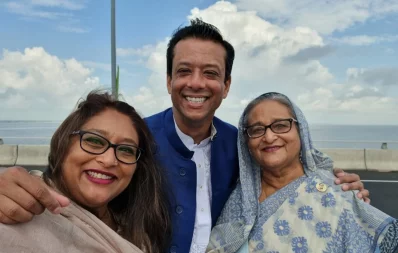 শেখ হাসিনার সঙ্গে ছেলে সজীব ওয়াজেদ জয় ও মেয়ে সায়মা ওয়াজেদ পুতুল