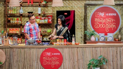 &lsquo;রাঁধুনী-র রান্নাঘর : বাংলার সেরা ১০০ রেসিপি&rsquo; অনুষ্ঠানে নাবিলা। ছবি: সংগৃহীত