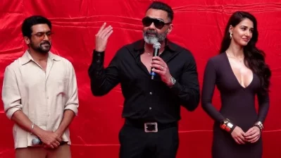 সিনেমার প্রচারণায় সুরিয়া, দিশা পাটানি ও ববি দেওল। ছবি: সংগৃহীত