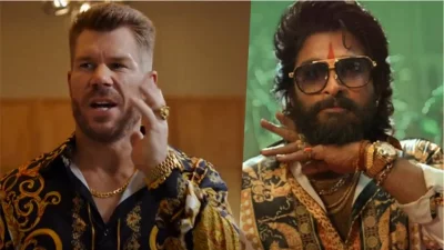 সাবেক অজি ওপেনার ডেভিড ওয়ার্নার ও তেলেগু তারকা আল্লু অর্জুন।