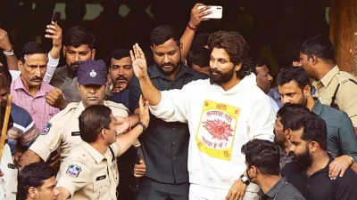 ১৩ ডিসেম্বর তেলেঙ্গানা পুলিশ গ্রেফতার করে আল্লু অর্জুনকে। ছবি: সংগৃহীত