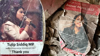 গণভবণে টিউলিপের একটি ফ্লায়ার পাওয়া গেছে। ছবি: রয়টার্স, সানডে টাইমস। 