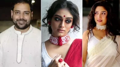 তথাগত মুখোপাধ্যায়, আলোকবর্ষা বসু ও দেবলীনা দত্ত। ছবি: সংগৃহীত