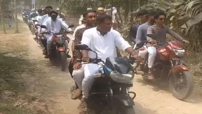 শতাধিক মোটরসাইকেলে অংশ নেয় শোভাযাত্রায়। ছবি: ইত্তেফাক