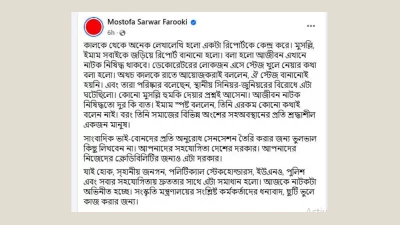 সংস্কৃতি উপদেষ্টার ফেসবুক পোস্ট
