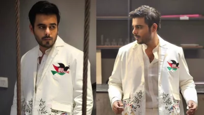 ফিলিস্তিনের পতাকা নকশায় &lsquo;ফ্রি প্যালেস্টাইন&rsquo; লেখা পোশাকে সিয়াম আহমেদ। ছবি: সংগৃহীত