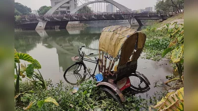  গুলশান লেকে ফেলে দেওয়া হয়েছে প্যাডেলচালিত রিকশা।ছবি: সংগৃহীত