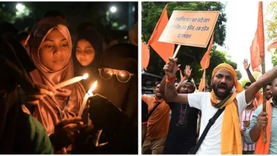পহেলগামের হত্যাকাণ্ডের বিরুদ্ধে প্রতিবাদ হচ্ছে সারা ভারতেই। ছবি: সংগৃহীত