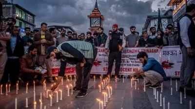পহেলগামের হামলার বিরুদ্ধে শ্রীনগরে কাশ্মীরীদের প্রতিবাদ। ছবি: সংগৃহীত