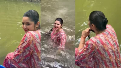 শৈশবের স্মৃতি বিজড়িত পুকুরে জলকেলির ভিডিও সোশ্যাল মিডিয়ায় শেয়ার করেছেন পরীমণি। ছবি: সংগৃহীত