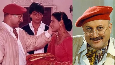 &lsquo;দিলওয়ালে দুলহানিয়া লে জায়েঙ্গে&rsquo; সিনেমার দৃশ্যে শাহরুখ খান, কাজল ও অনুপম খের। ছবি: সংগৃহীত