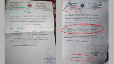 বামপাশে প্রকৃত ওয়ারিশ সনদপত্র, ডানপাশে নকল ও এডিটিং ওয়ারিশ সনদপত্র